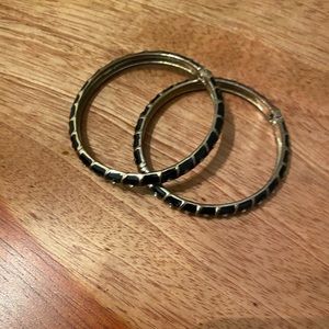 Pair of Black Gold and Rhinestone Bangles